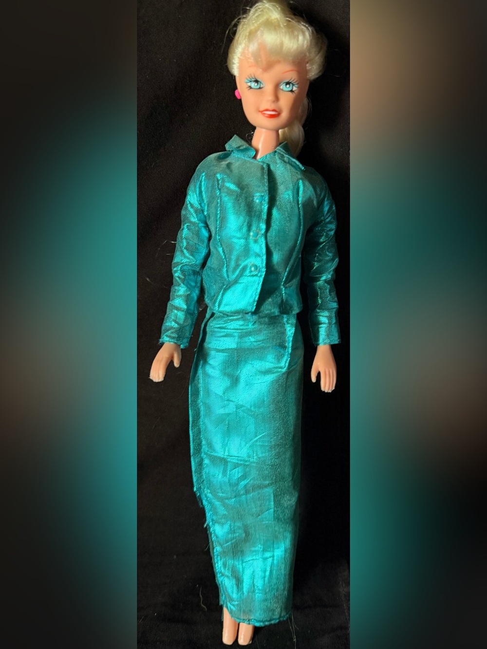 Kids Fashion Doll Outfit Set - Teal Jacket & Skirt